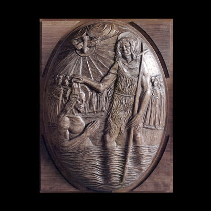 "Il battesimo di Cristo", bassorilievo in legno