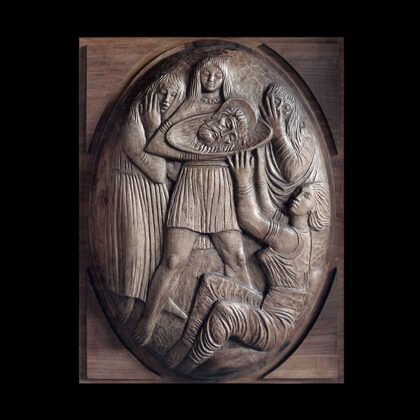 "L'uccisione di San Giovanni", bassorilievo in legno