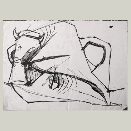 "Lotta di tori" 1952, china su carta
