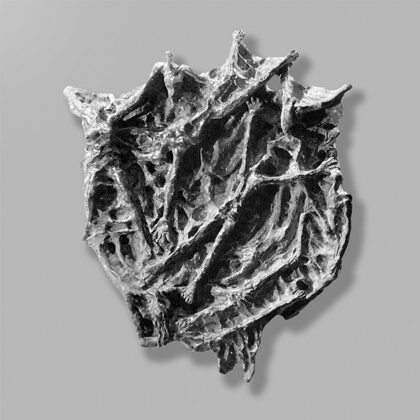 "Figure nello spazio" 1969 gres nero opaco Ø cm 45