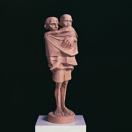 "Profughi del terzo mondo" 1979 terracotta cm 27x22x14