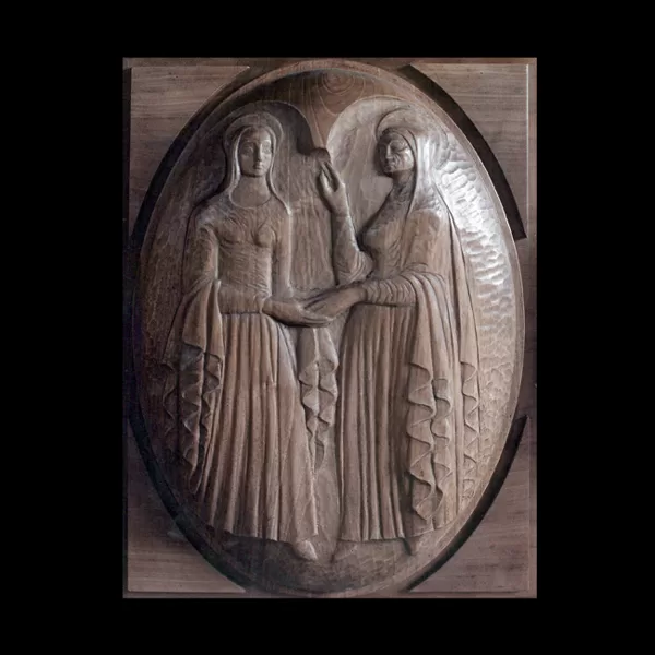 "L'annunciazione", bassorilievo in legno