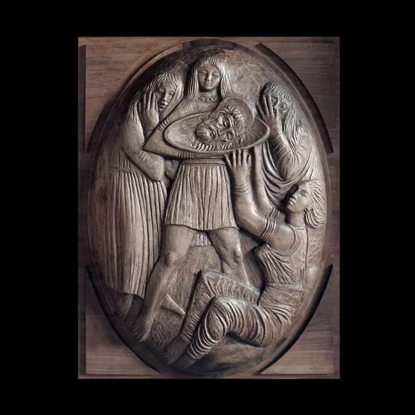 "L'uccisione di San Giovanni", bassorilievo in legno