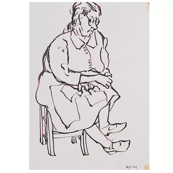 "Mia nonna" figura 1 inchiostro su carta 1947 cm 28 X 20