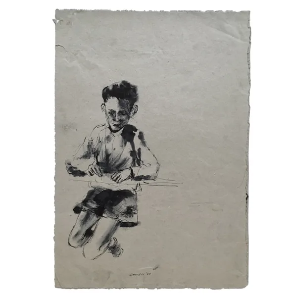 "Studente" 1944 china aquarellata cm 24 X 19