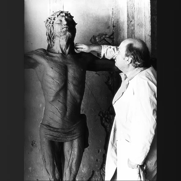 "Crocifisso" 1982 modello in argilla per fusione in bronzo, grandezza naturale