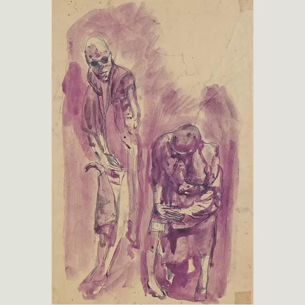 "Due morti" china acquarellata" cm 24,5 x 17
