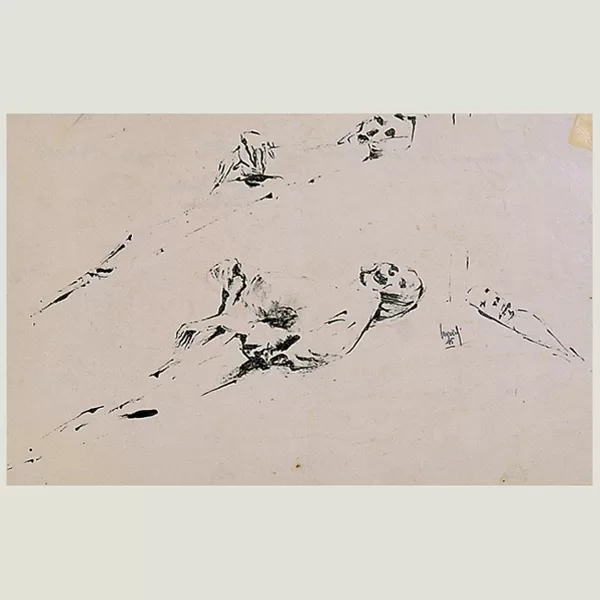 "I morti" 1945 china su carta cm 17 x 26,5