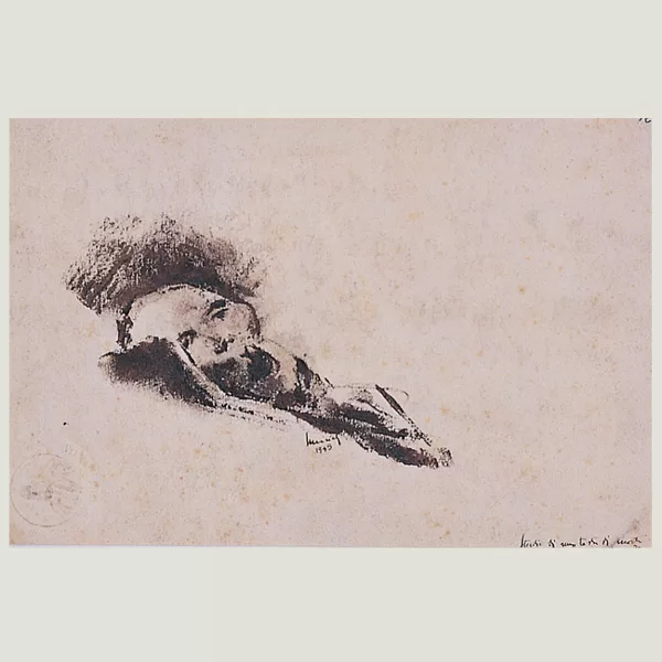 "Studio di una testa di morto" 1945, carboncino cm 1 x 24