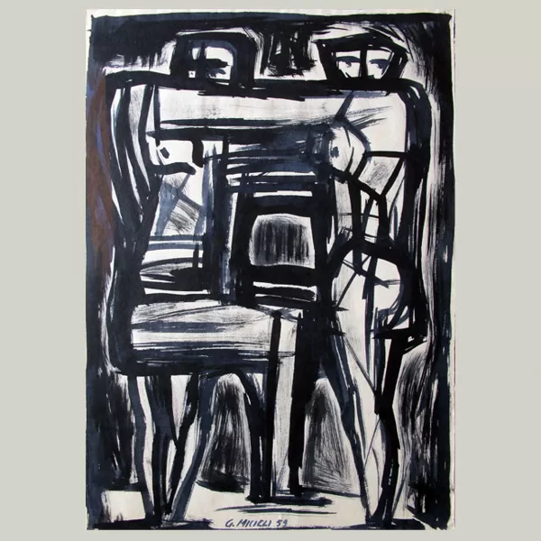 "Coppia" 1959, china a pennello, cm 36,5 x 24,5