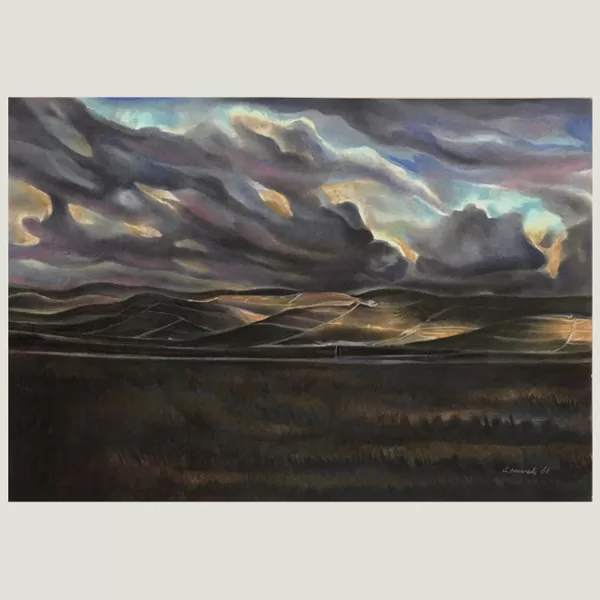 "Paesaggio ibleo" 1981 pastelli oleosi su carta cm 35 x 50