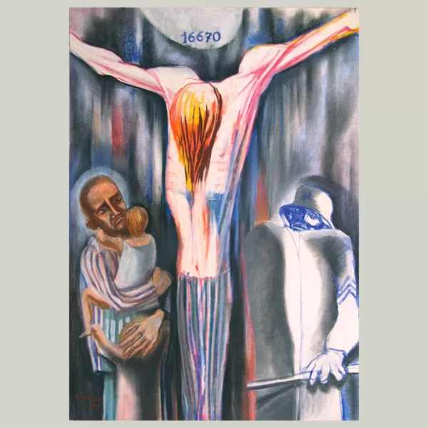 "Identità con Cristo e i fratelli" 1983 pastelli oleosi su carta cm 50 x 35