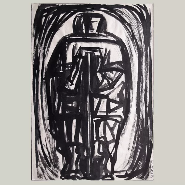 "Studio per pastore" 1959, china a pennello cm 36,5 x 24,5
