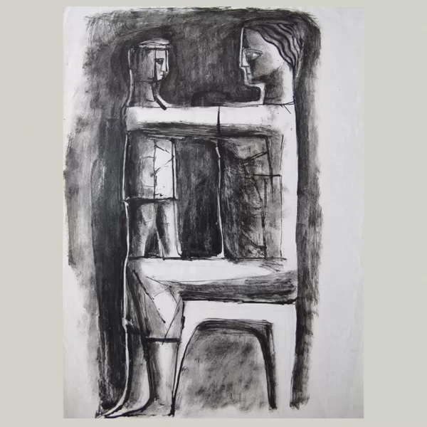 "Studio maternità" 1959 carboncino