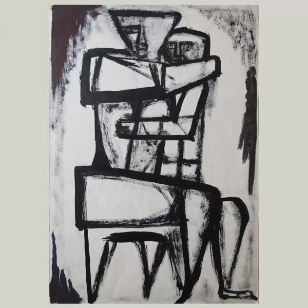 "Studio maternità" 1959, china a pennello,cm 36,5 x 24,5