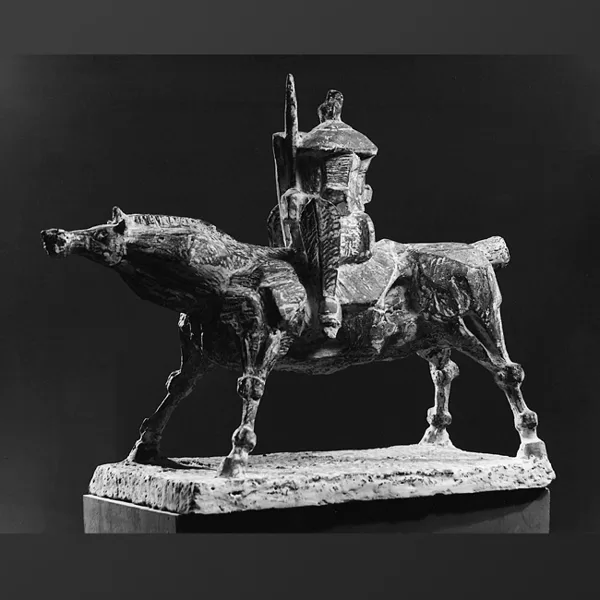 "Cavaliere medievale" 1968 cemento cm 55x40x20