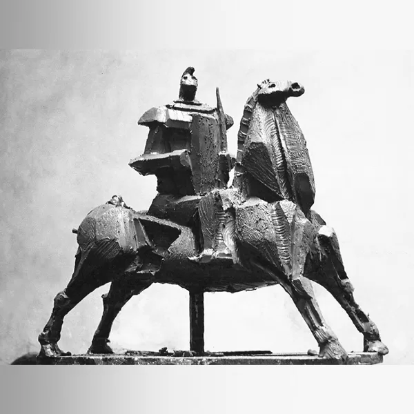 "Cavaliere medievale" 1960 cemento cm 60 x 50 x 25 