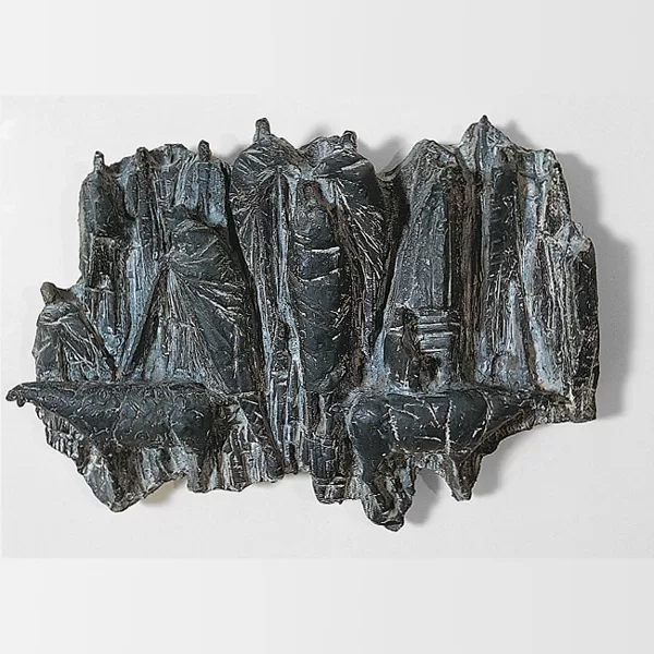"Convegno di pastori" 1965 ceramica nero opaco metallico cm 30x65