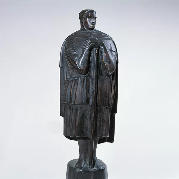 "Pastore" 1976 legno patinato nero cm 67x21x15