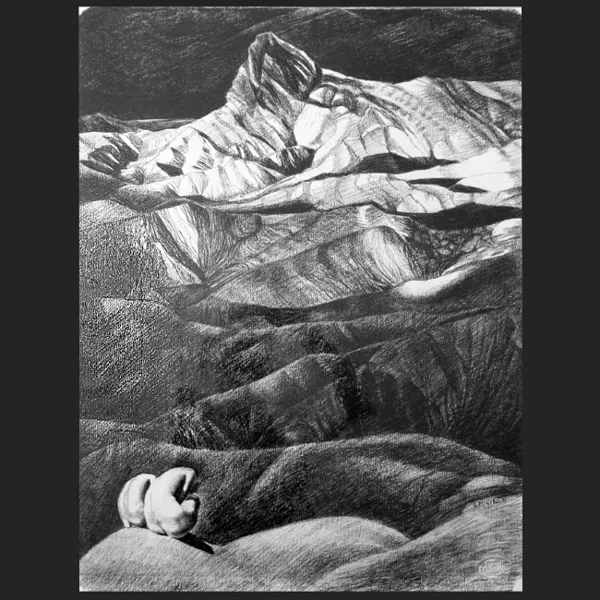 "La cacciata dal paradiso" 1971 carboncino su carta cm 35 x 50