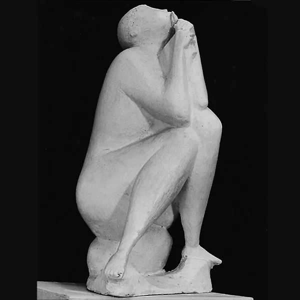 "Cornamusa" 1950, gesso cm 75 x 40 x 40   esposta al Premio Gemito 1957 Napoli
