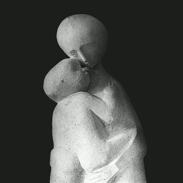 "Le sorelle", 1952, pietra, alla Prima mostra della pietra di Vicenza